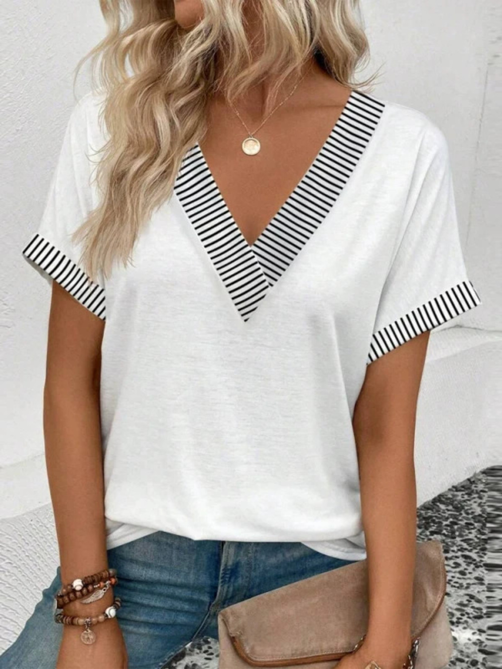 ZARA Summer Solid Color Short Sleeve Versatile Top Fashionable